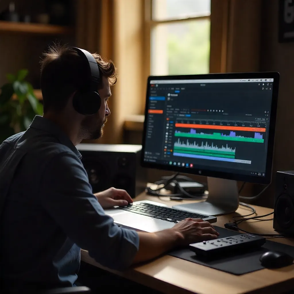 Audio editing workstation with digital audio software